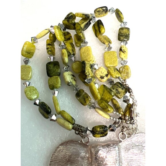 Artisan Double Strand Elephant Necklace Natural Serpentine Jasper Beads Signed - Picture 5 of 12